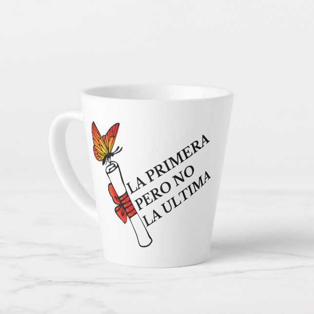 Taza De Café Latte Grado de Diploma de Mariposa de Cotización Español (Ángulo izquierdo)