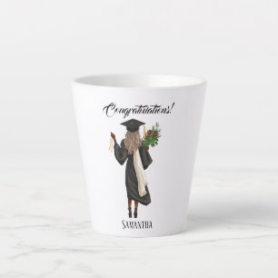 Taza De Café Latte Graduación personalizada de acuarela (10)