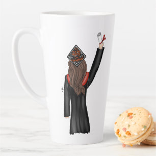 Taza De Café Latte Graduado con Ilustracion de Diploma