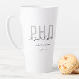 Taza De Café Latte Graduado Keepsake Grado de doctorado en gris negro
