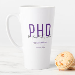 Taza De Café Latte Graduado Keepsake Purple Name Degree PhD