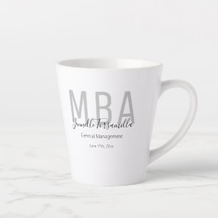 Taza De Café Latte Graduado MBA de Nombre Gris Blanco