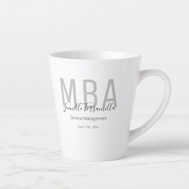 Taza De Café Latte Graduado MBA de Nombre Gris Blanco (Derecha)