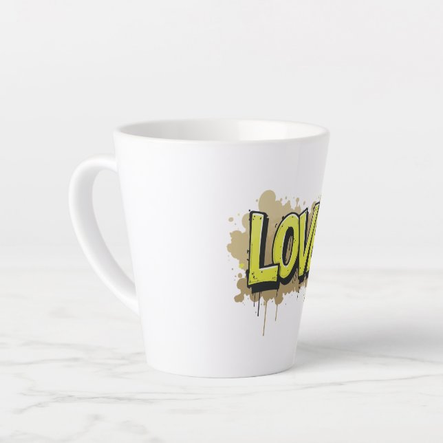 Taza De Café Latte Graffiti Urban Love Bloom (Ángulo izquierdo)