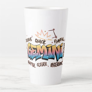 Taza De Café Latte Graffiti Zodiaco Géminis