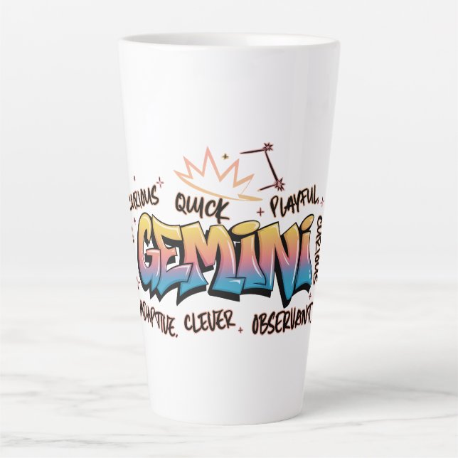 Taza De Café Latte Graffiti Zodiaco Géminis (Anverso)