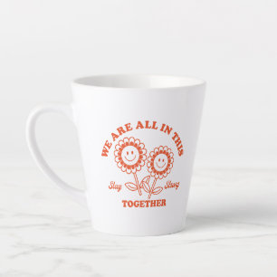 Taza De Café Latte Gráfica de flor retro feliz