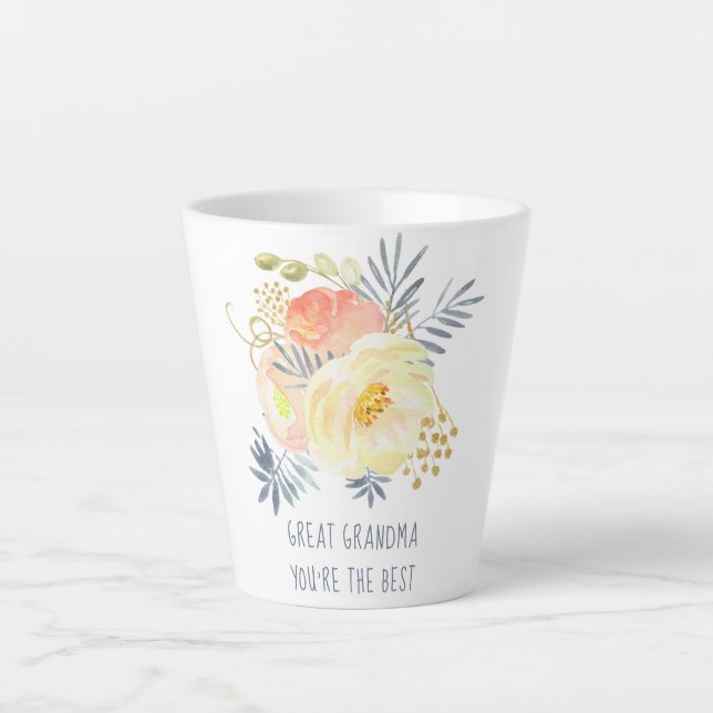 Taza De Café Latte Gran Abuela, eres el mejor Bouquet Peach (Anverso)