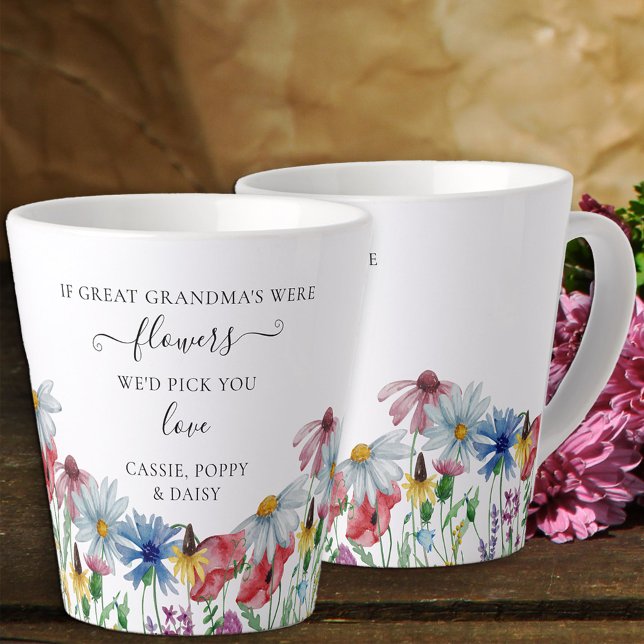 Taza De Café Latte Gran Abuela Flores Poem Country Wildflower (Subido por el creador)