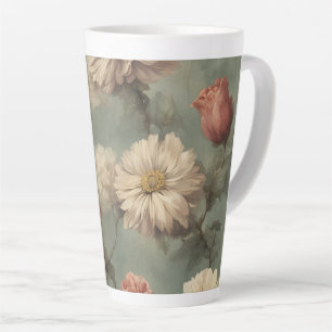 Taza De Café Latte Gran diseño botánico vintage