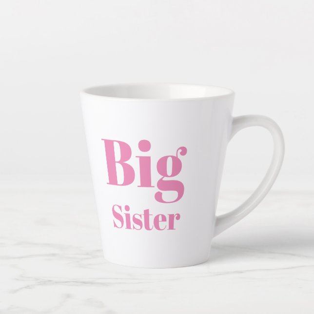 Taza De Café Latte Gran Hermana Cartas Rosa chica blanco (Derecha)