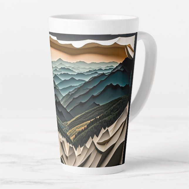 Taza De Café Latte gran ilustracion de parque nacional de las montaña (Ángulo derecho)