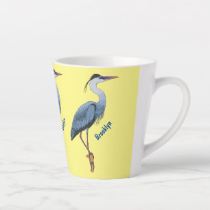 Taza De Café Latte Gran ilustracion personalizado de garza azul