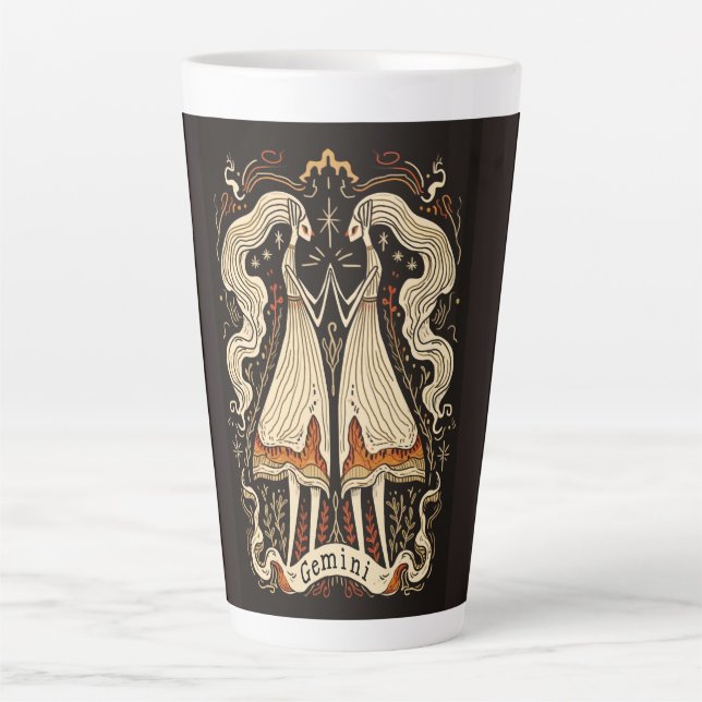 Taza De Café Latte Gran latte Mug Gemini Arte Celestial Zodiaco (Anverso)