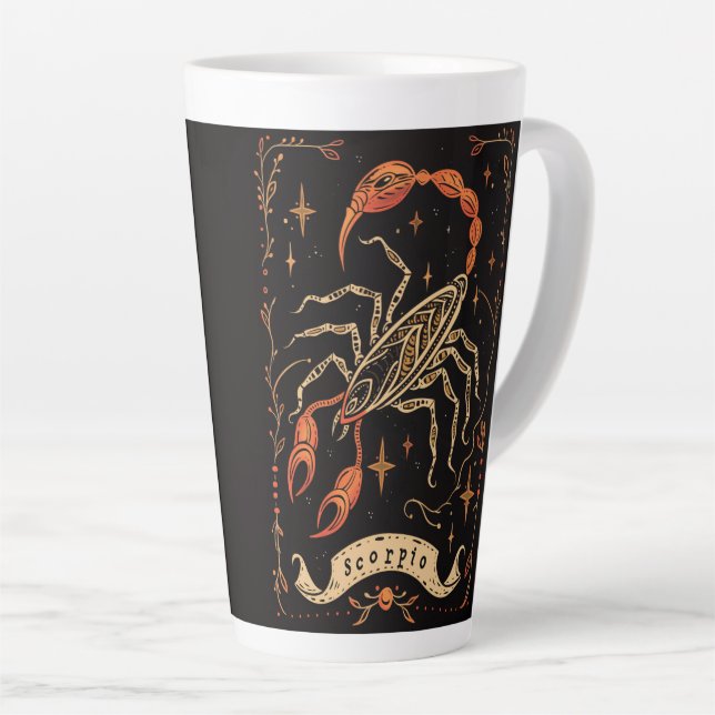 Taza De Café Latte Gran latte Mug Scorpio Arte Zodiaco Celestial (Ángulo derecho)