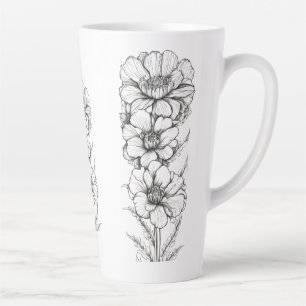 Taza De Café Latte Gran Mug de latte, 17oz - Diseño de arte de contor