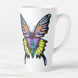 Taza De Café Latte Gran Psicodelación Paz Amor Música Mariposa