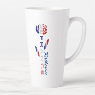 Taza De Café Latte Gran Rosa de bandera francesa personalizado
