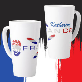 Taza De Café Latte Gran Rosa de bandera francesa personalizado