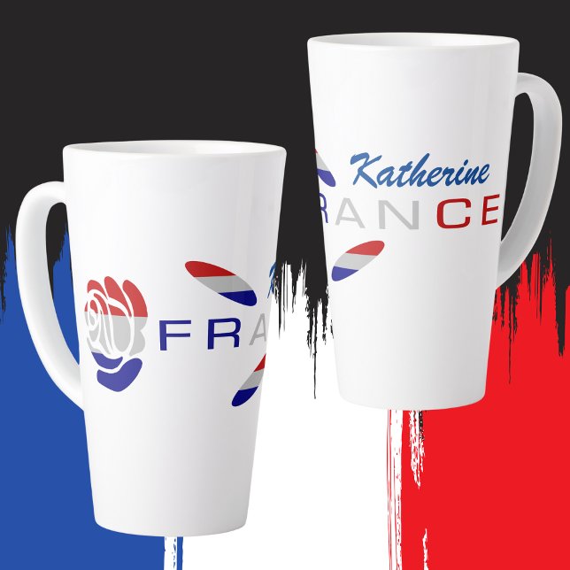 Taza De Café Latte Gran Rosa de bandera francesa personalizado (Subido por el creador)