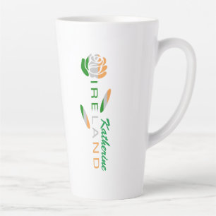 Taza De Café Latte Gran Rosa de bandera irlandesa personalizado
