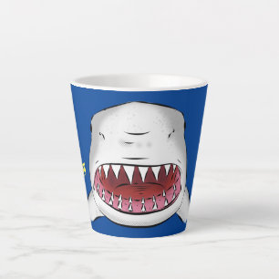 Taza De Café Latte Gran tiburón blanco significa ilustracion personal