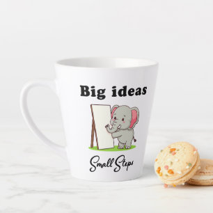 Taza De Café Latte "Grandes Ideas, Pequeños Pasos" sueños de elefante