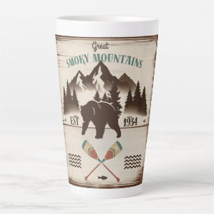 Taza De Café Latte Grandes montañas humeantes, oso TN