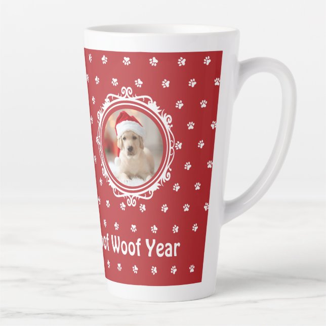 Taza De Café Latte Grandes Navidades de Perro 'Feliz Año Woof' (Derecha)