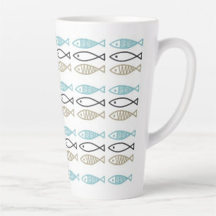 Taza De Café Latte Grandes y pequeños cerdos de latte - Pescado escan