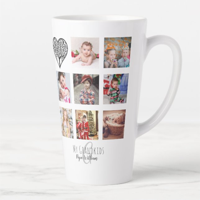 TAZA DE CAFÉ LATTE GRANDPA GIFT COLLAGE DE FOTOS ORGULLOSA GRANDAD (Derecha)