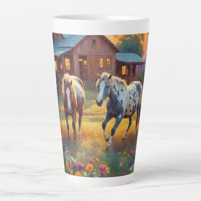 Taza De Café Latte Granja de caballos (Anverso)