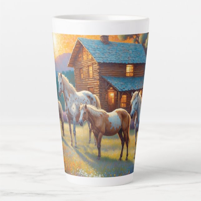 Taza De Café Latte Granja de caballos (Anverso)