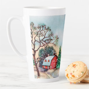Taza De Café Latte Granja de cosecha de Navidades retro festivos