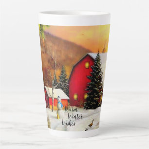 Taza De Café Latte Granja de invierno