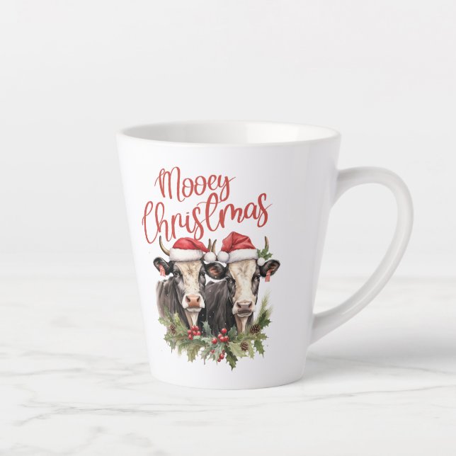 Taza De Café Latte Granja retro Navidades dos vacas muey animales (Derecha)