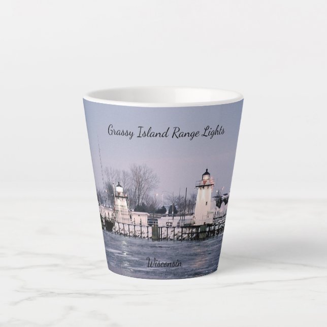 Taza De Café Latte Grassy Island Range Lights lata mug (Anverso)