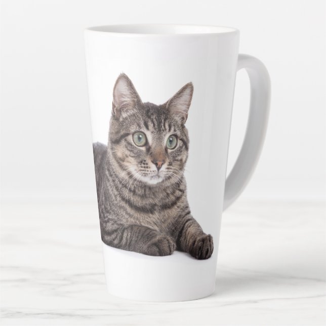 Taza De Café Latte Gray Tabby Cat (Ángulo derecho)