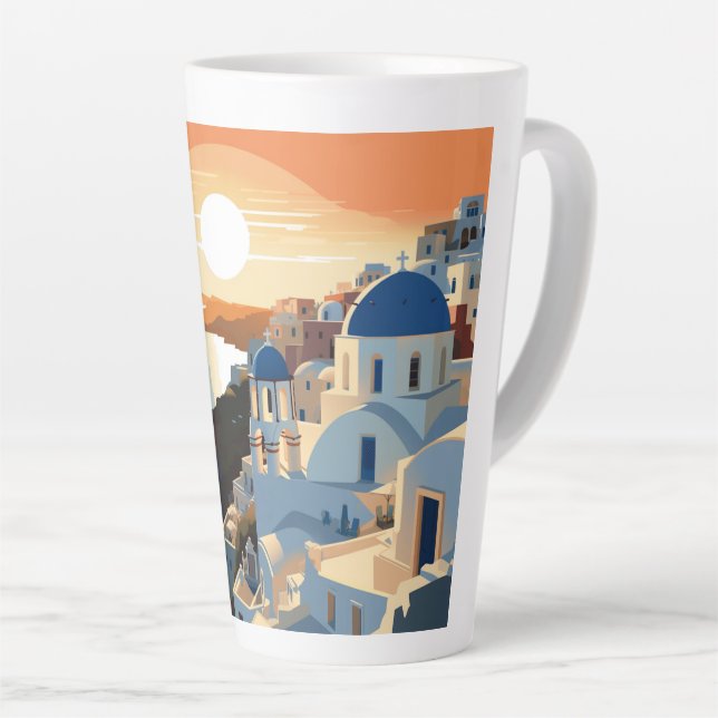 TAZA DE CAFÉ LATTE GRECIA SANTORINI #1 (Ángulo derecho)