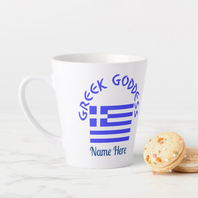 Taza De Café Latte Greek Goddess and Flag of Greece (In situ)