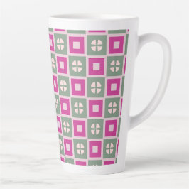 Taza De Café Latte Green and Magenta Boxed Floral Bloom Latte Mug
