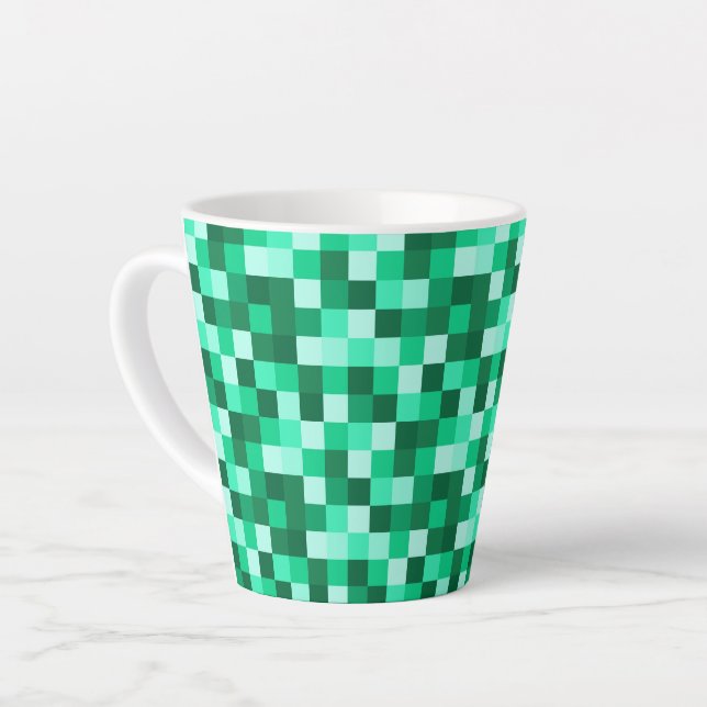 Taza De Café Latte Green Pixels Micraft Inspired Mug Cup (Ángulo izquierdo)
