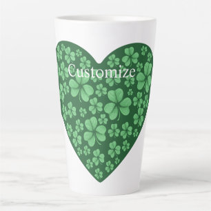 Taza De Café Latte Green Shamrock Heart St Patrick's Day