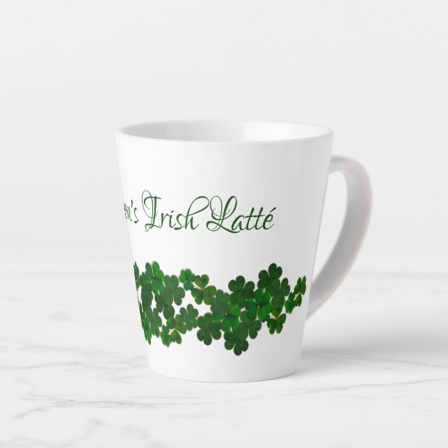Taza De Café Latte Green Shamrock Irish Latté Mug Personalizado (Ángulo derecho)
