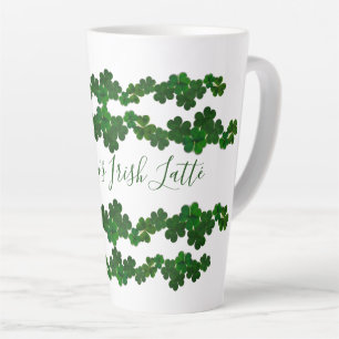 Taza De Café Latte Green Shamrock Irish Latté Mug Personalizado
