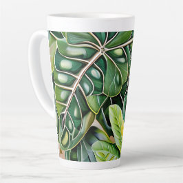 Taza De Café Latte Green Tropical Leaves Housewarming Gift