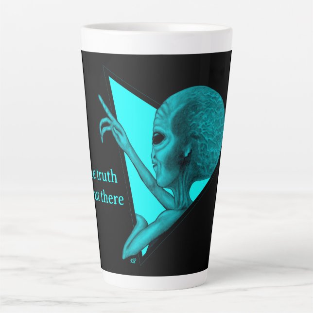 Taza De Café Latte Grey Alien, la verdad está ahí fuera (Anverso)