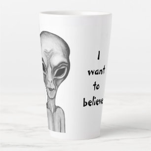 Taza De Café Latte Grey Alien , quiero creer