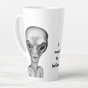 Taza De Café Latte Grey Alien , quiero creer