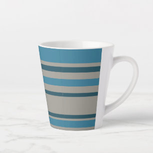 Taza De Café Latte Gris azulado a rayas